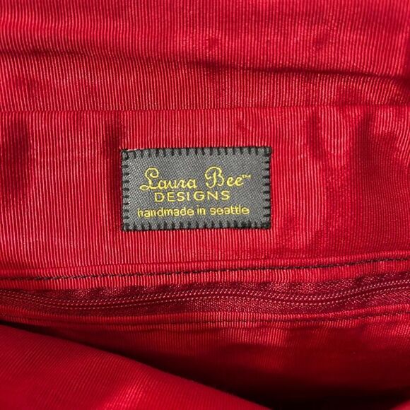 Laura Bee Designs Messenger Crossbody Bag Handmade in Seattle Black Red Dot - Picture 6 of 8